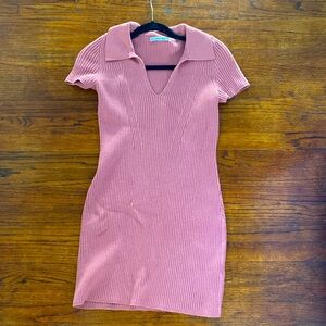 Short sleeve Mauve knit Dress w/ collar